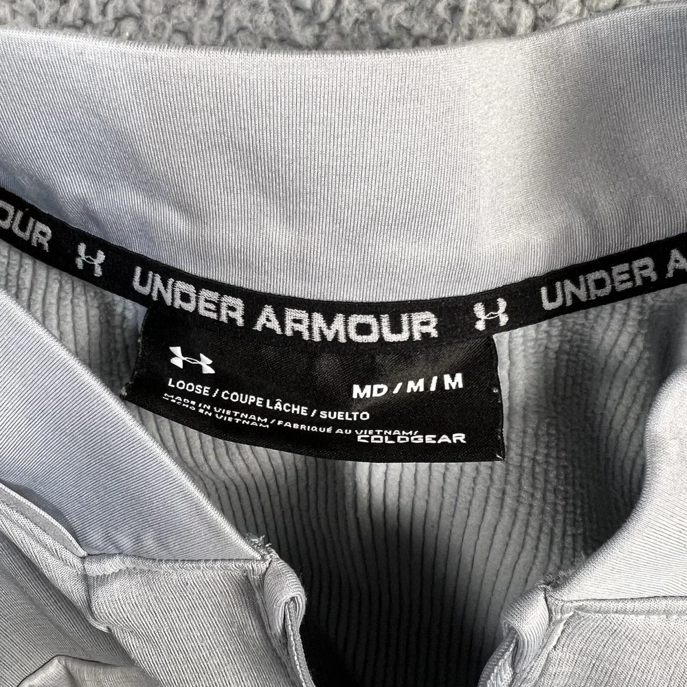 Under Armour Mens M Coldgear 1/2 Zip Fleece Athletic‎ Sweatshirt White Grey